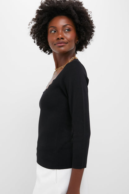 Black Ric Rac Long Sleeve Compression Top