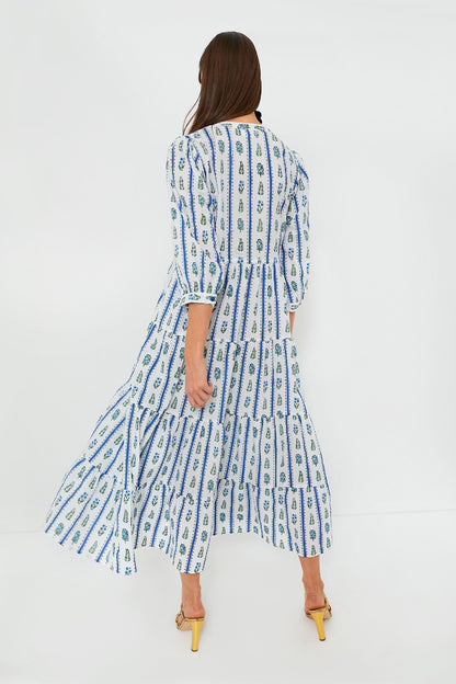 Indigo Border Maria Dress