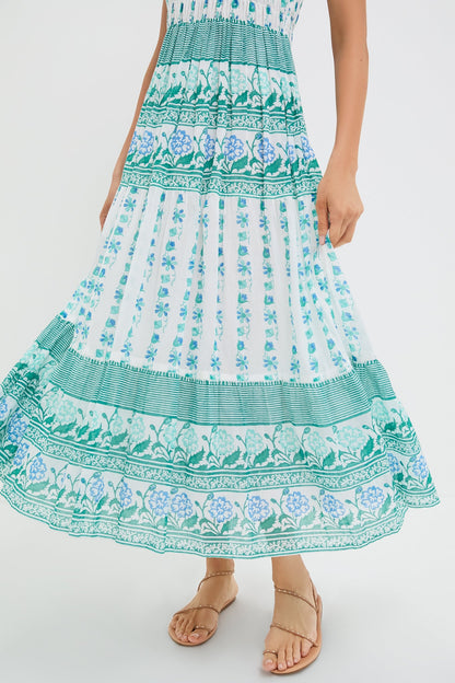 Boreggo Green Sleeveless Smocked Maxi Dress