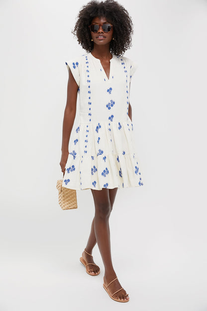 Wicklow Blue Roll Sleeve Mini Dress
