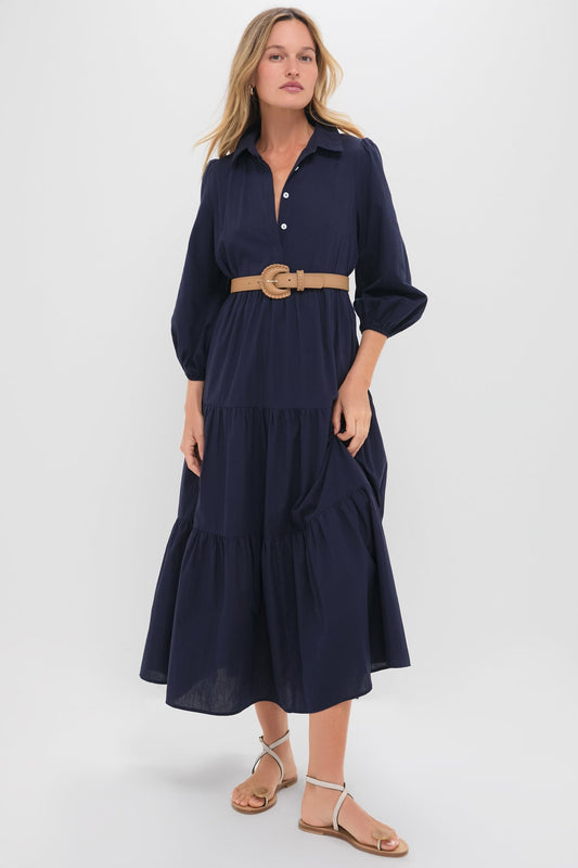 Navy Cotton Mabel Maxi Dress