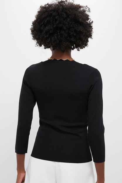 Black Ric Rac Long Sleeve Compression Top