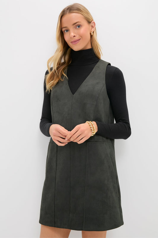 Deep Olive Vegan Suede Bailey Dress