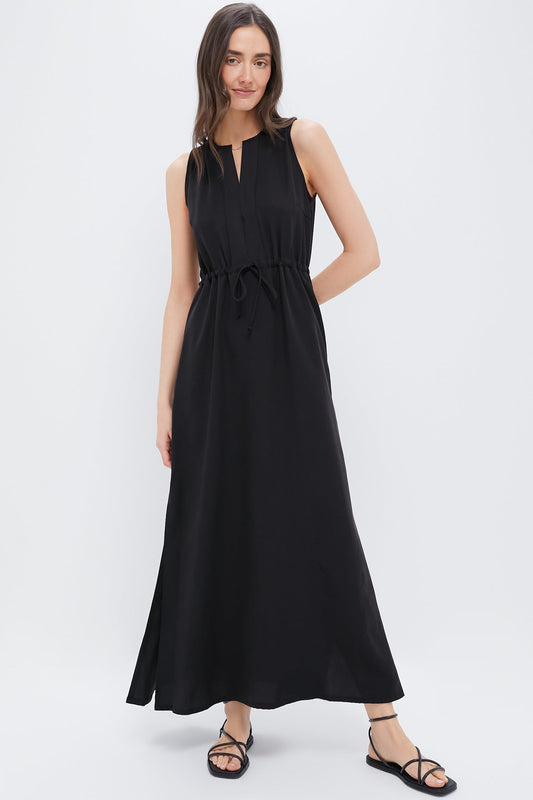 Black Tencel Grecian Keyhole Dress