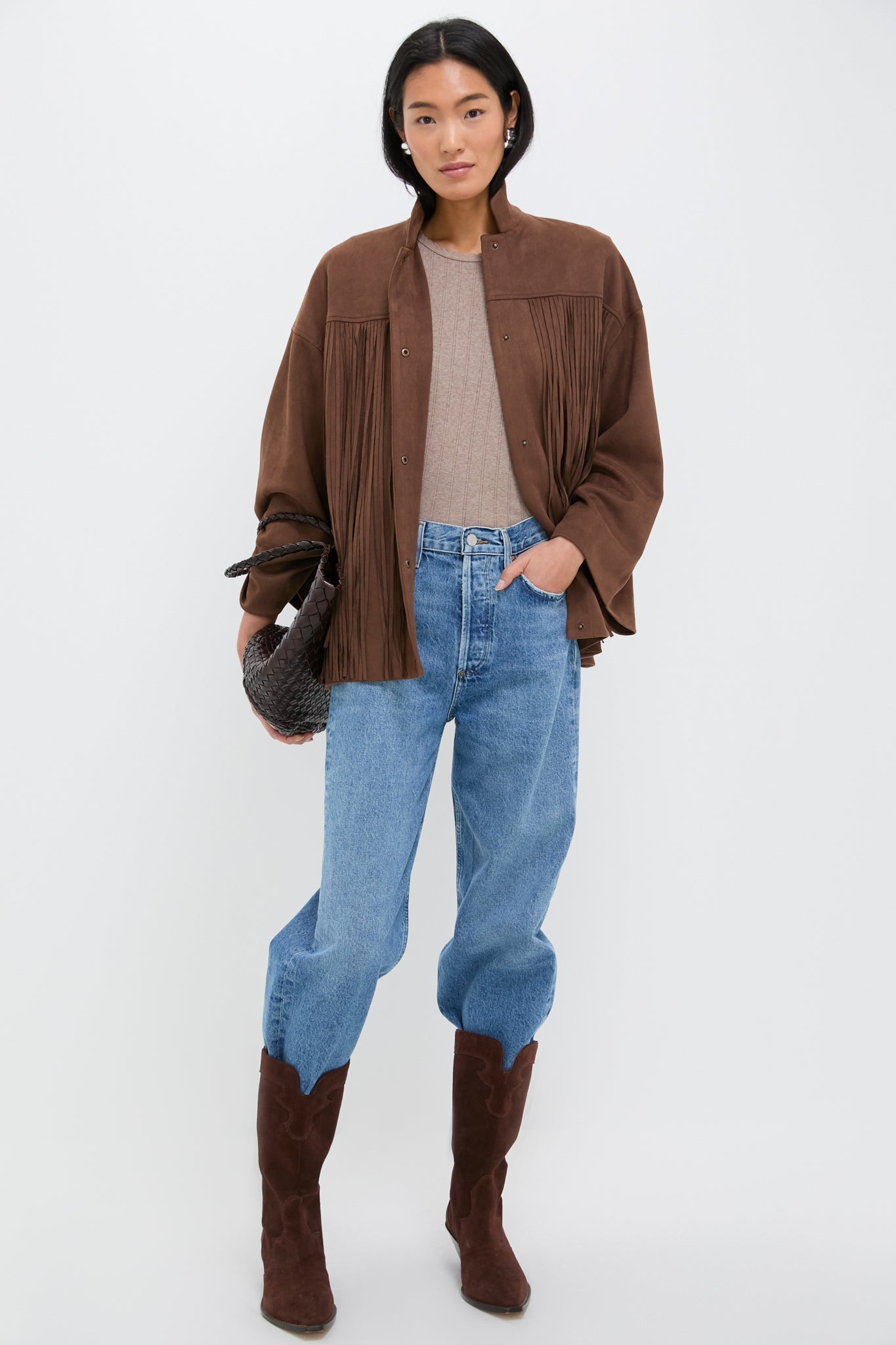 Chocolate Suede Fringe Marant Shirt Jacket