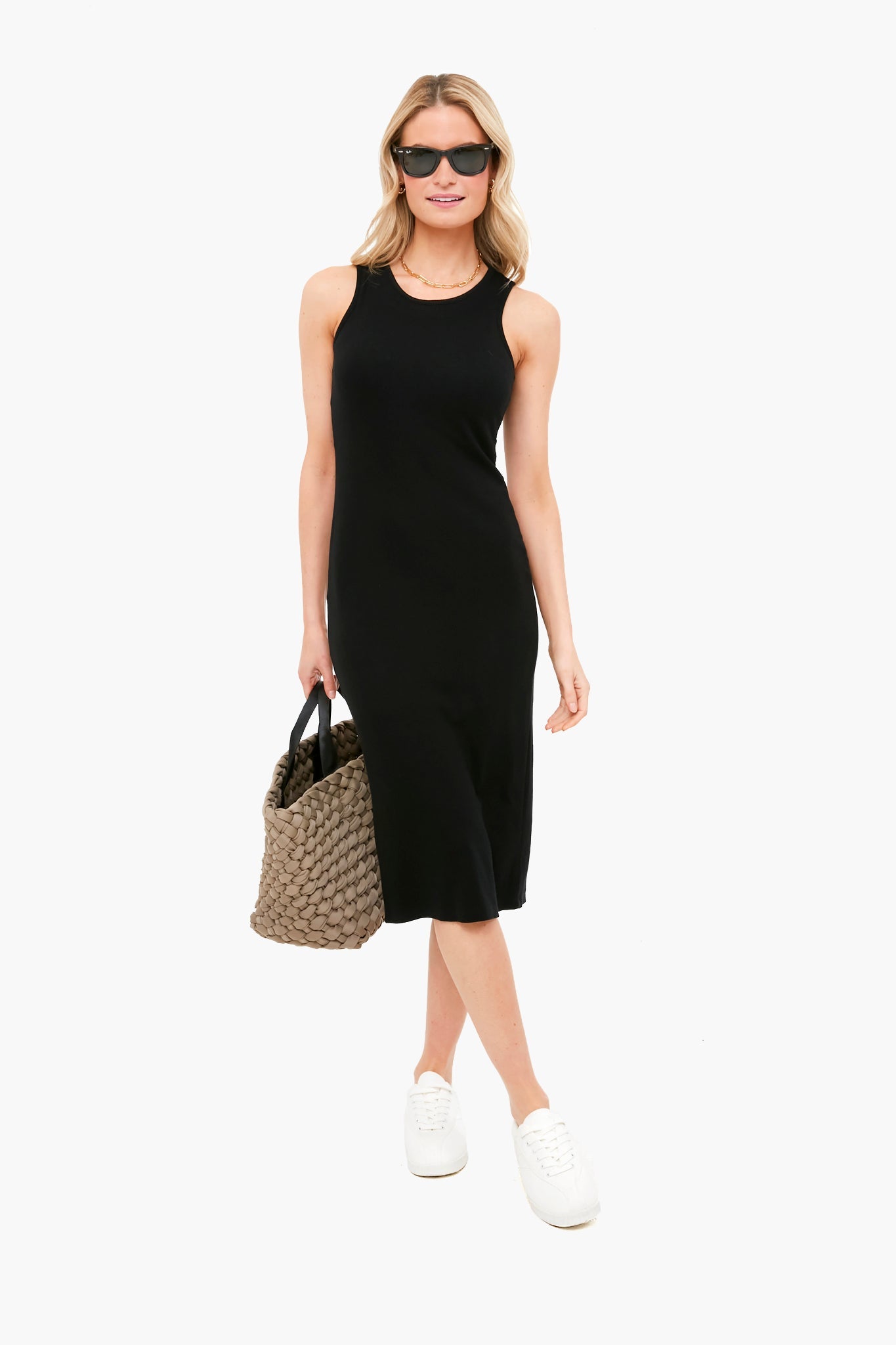 Black Lexi Rib Daytime Midi Dress