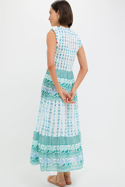 Boreggo Green Sleeveless Smocked Maxi Dress