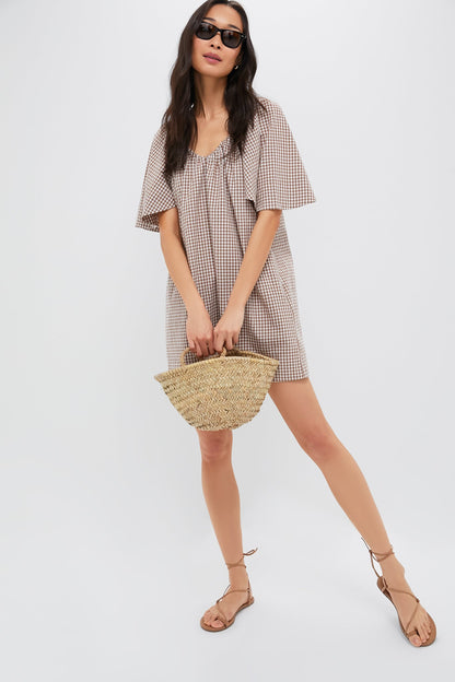 Mocha Cotton Gingham Finn Dress