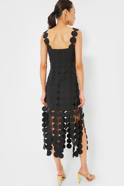 Black Multi Circle Mercedes Midi Dress