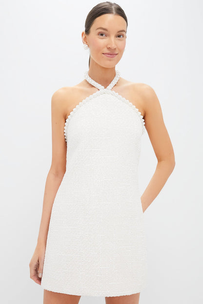 Cream Tweed & Pearl Petra Mini Dress