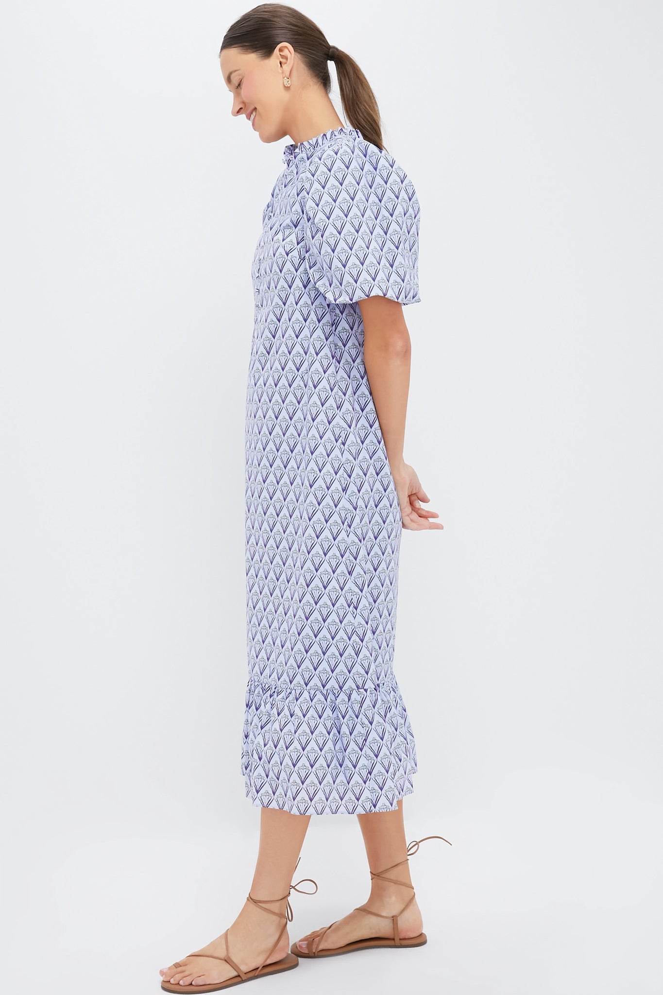 Periwinkle Trellis Floral Mimi Midi Dress