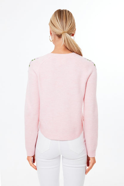 Pink Floral Embroidered Lilah Sweater