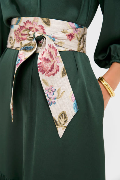 Dark Green Hammered Satin Lyles Dress
