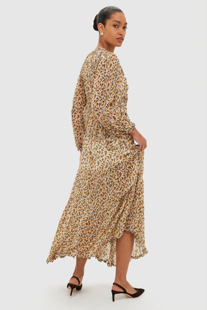 Swan Iona Silk Long Sleeve Midi Dress