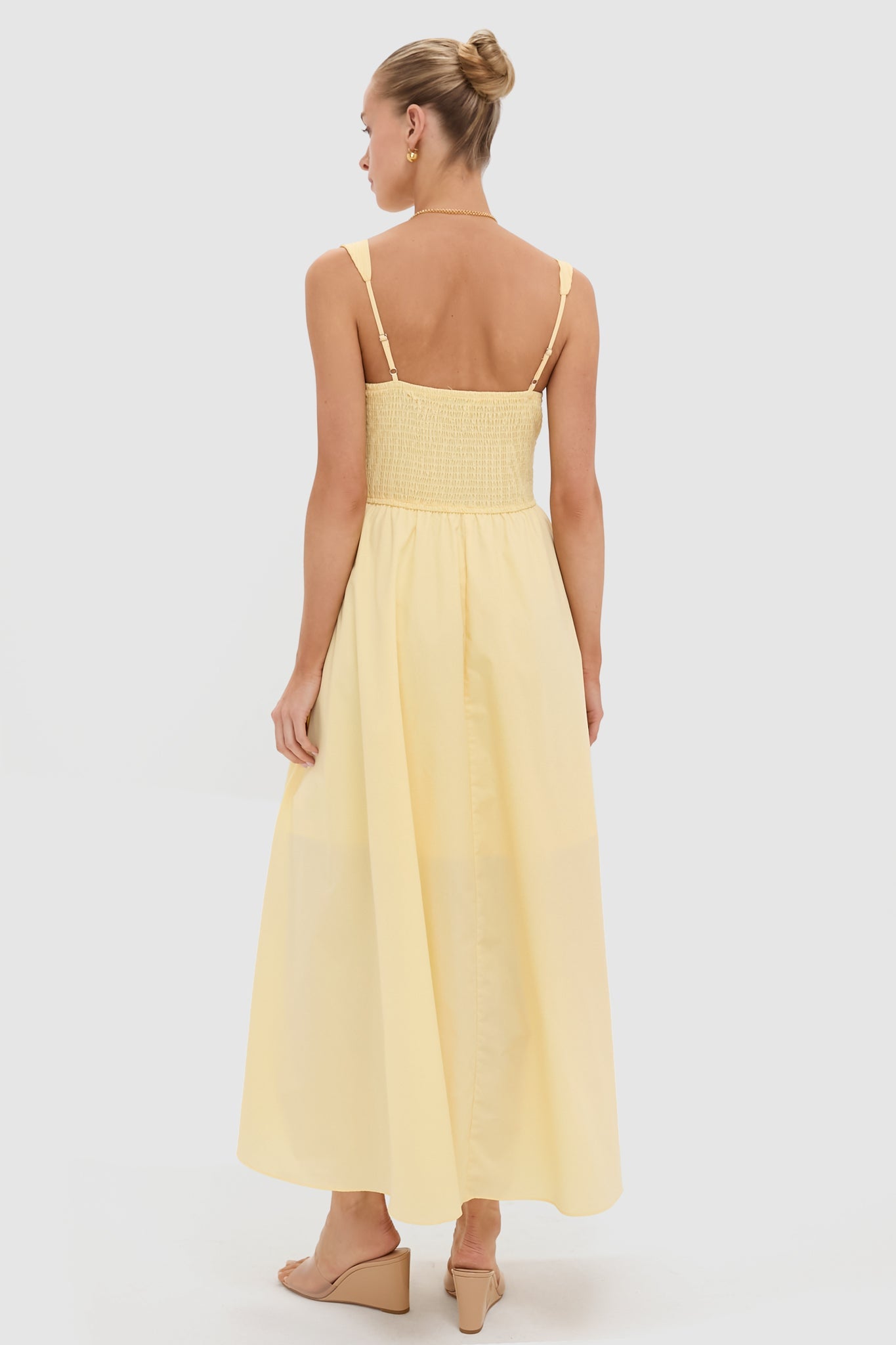 Light Yellow V-Neck Maxi Dress