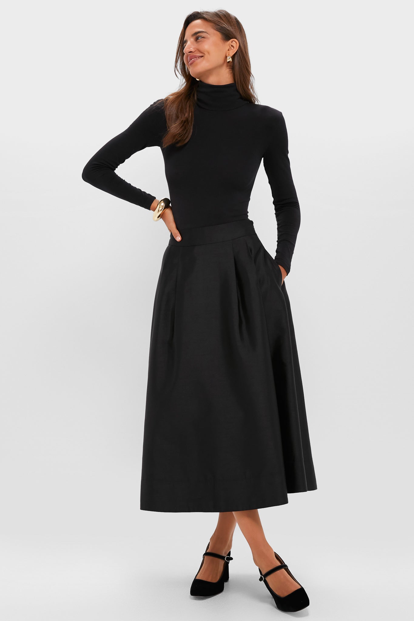 Black Dupioni Kendall Skirt