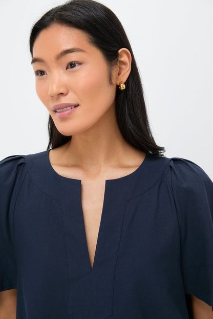 Navy Finley Flutter Sleeve Top