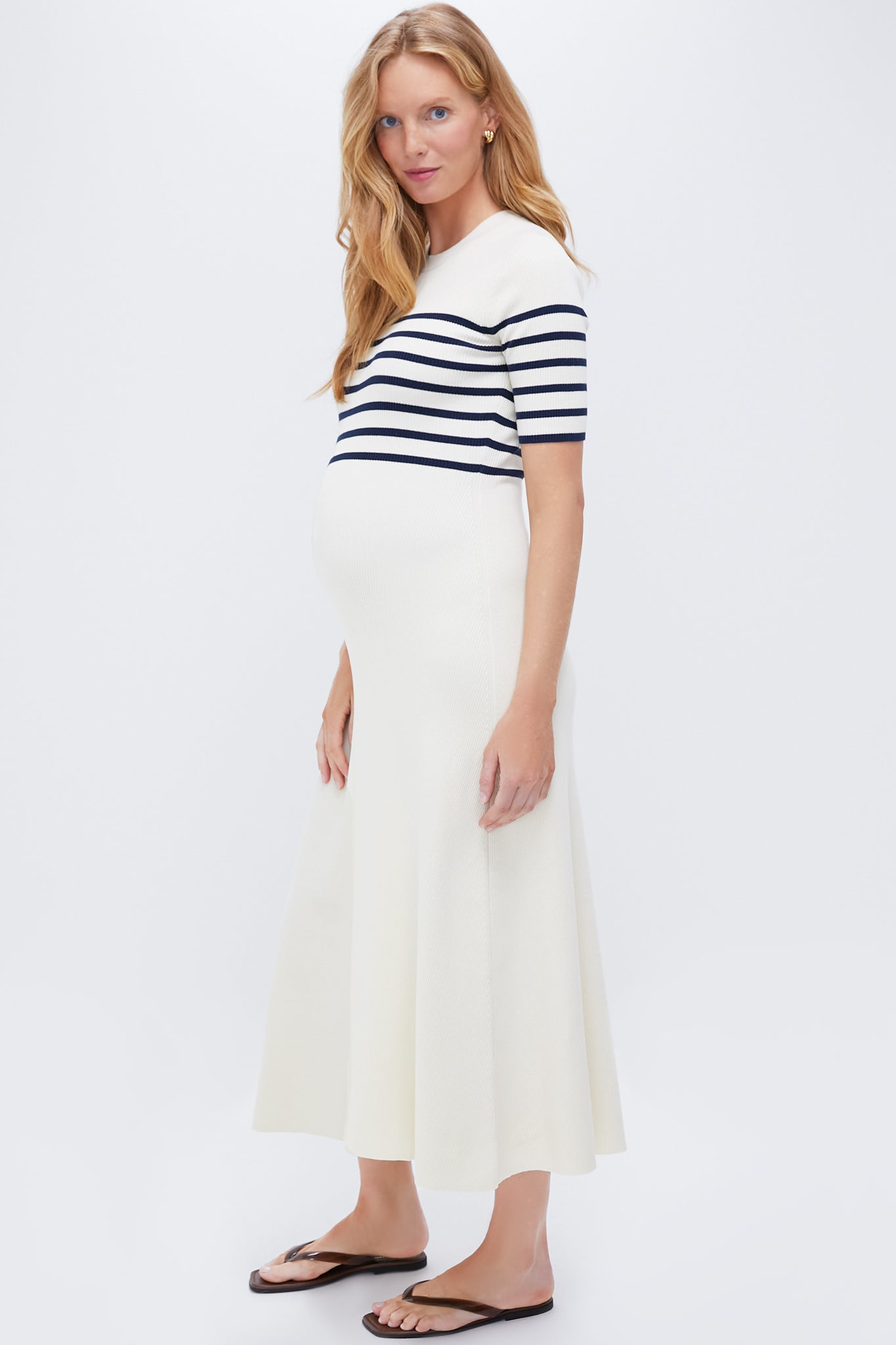 Ivory and Navy Stripe The Kaitlyn Dress