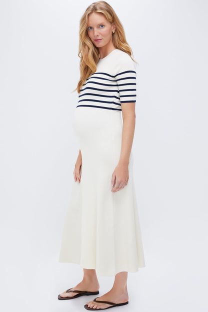 Ivory and Navy Stripe The Kaitlyn Dress