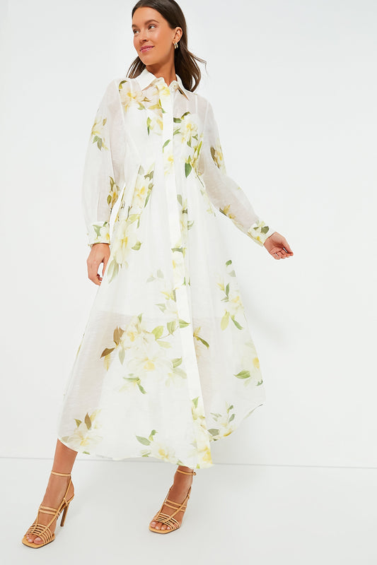 Ivory Magnolia Harmony Draped Shirt Dress