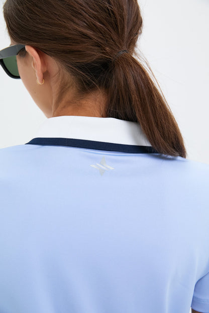 Light Blue Short Sleeve Performance Jersey Alcott Golf Dress