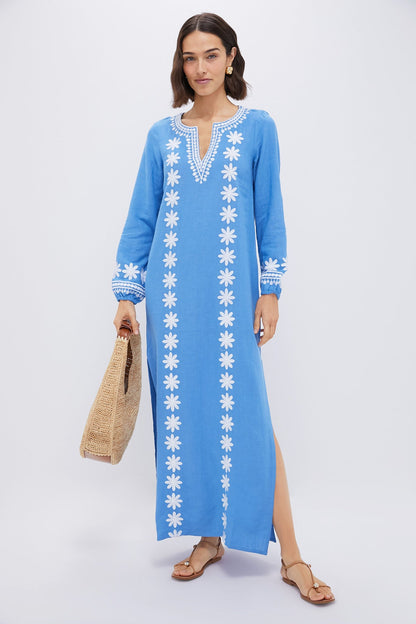Marina and White Embroidered Caftan