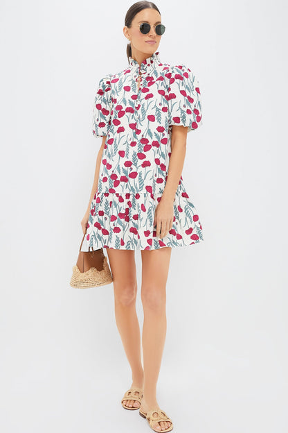 Red Amaryllis Floral Mimsy Mini Dress