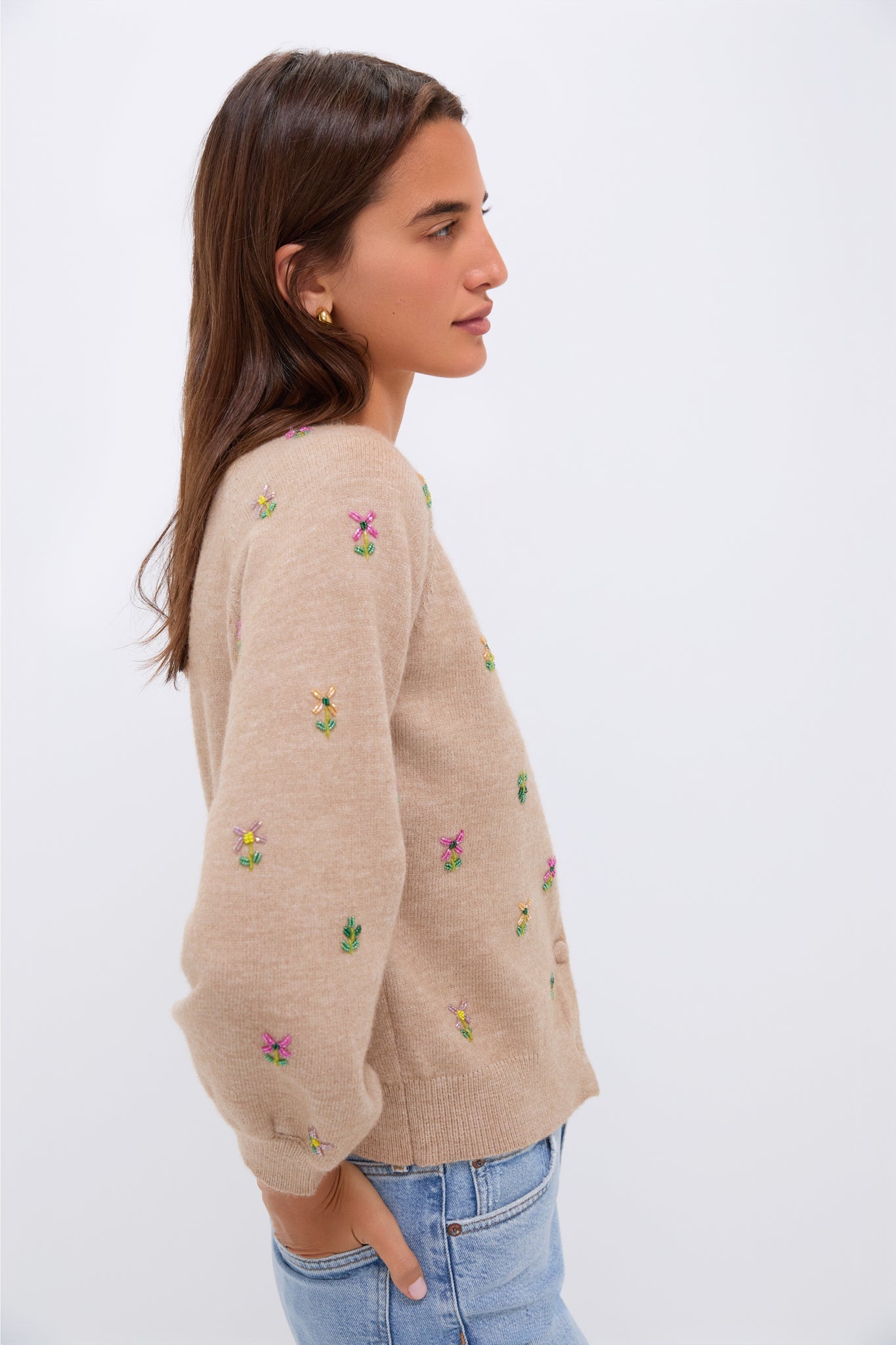 Multi Floral Embellishment Elsie Cardigan
