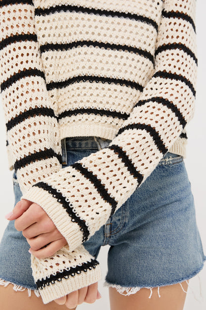 Sea Salt Kit Stripe Crochet Sweater