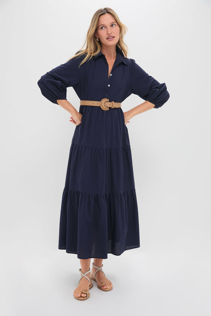 Navy Cotton Mabel Maxi Dress