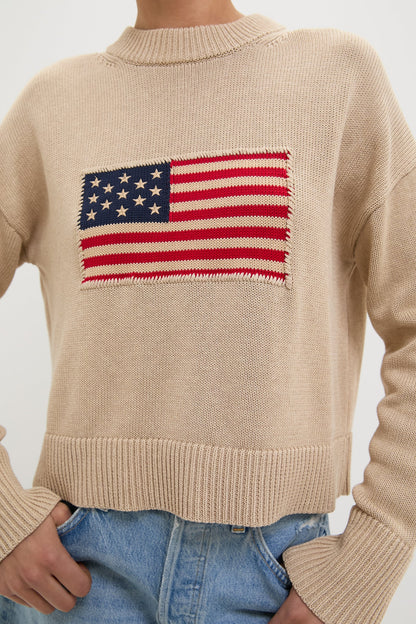 Cropped Beachwood Cotton Americana Sweater