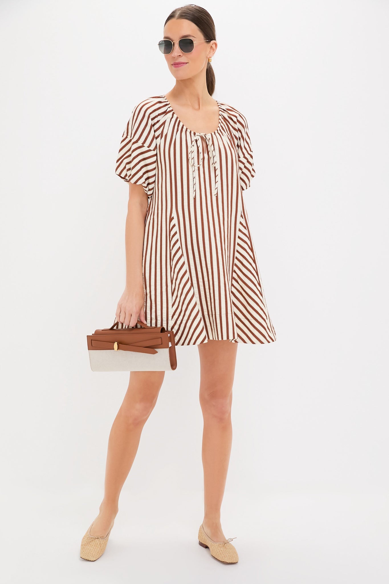 Ivory and Cinnamon Sierra Stripe Easy Shift Dress