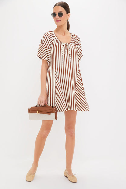 Ivory and Cinnamon Sierra Stripe Easy Shift Dress