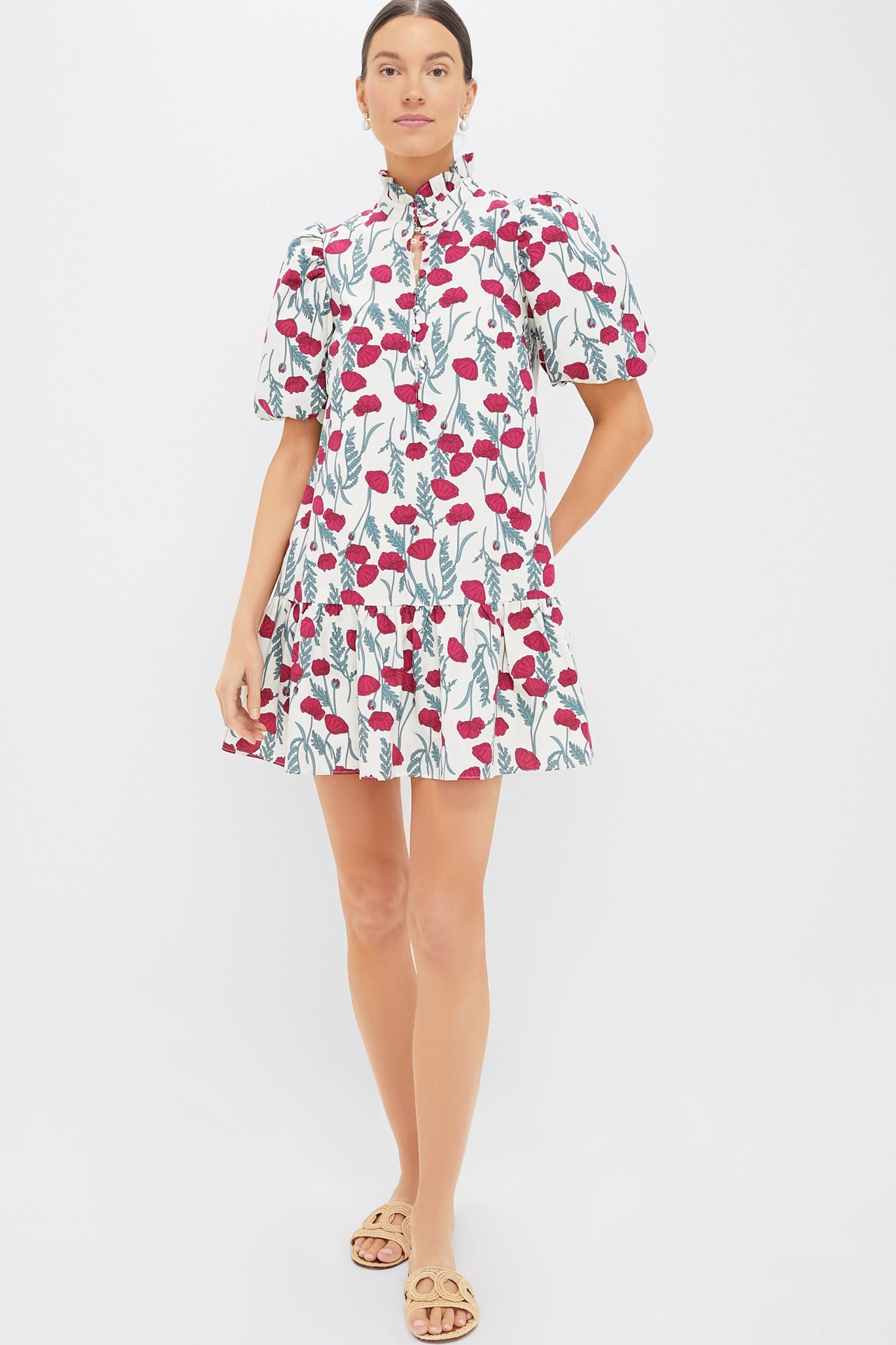 Red Amaryllis Floral Mimsy Mini Dress