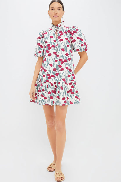 Red Amaryllis Floral Mimsy Mini Dress