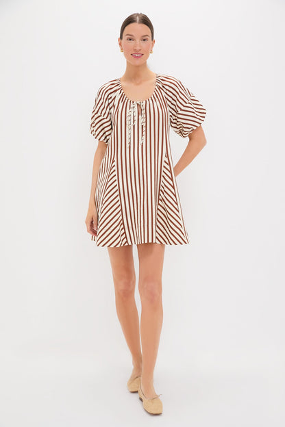 Ivory and Cinnamon Sierra Stripe Easy Shift Dress