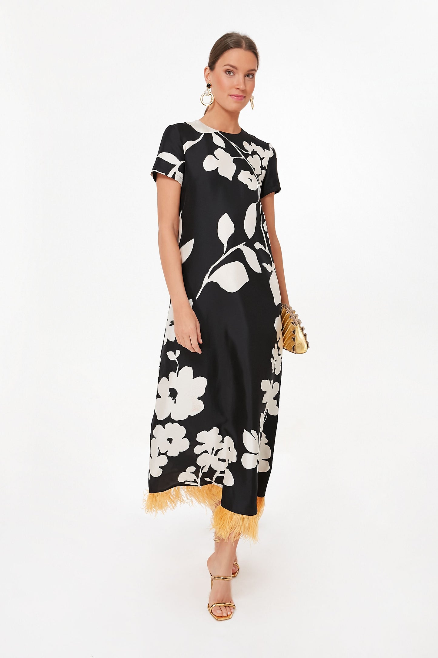 Winter Jasmine Swing Dress with Feathers