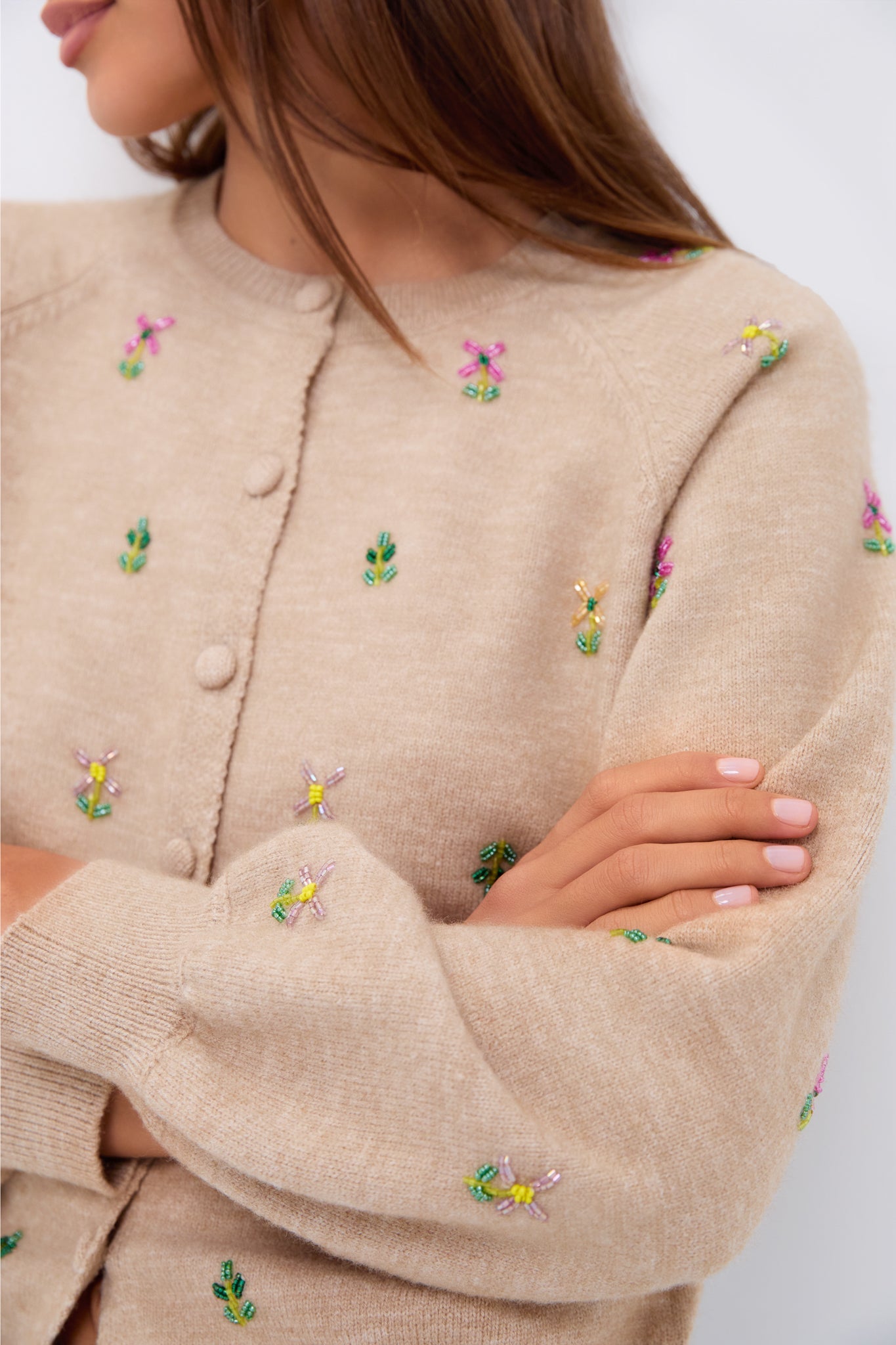 Multi Floral Embellishment Elsie Cardigan