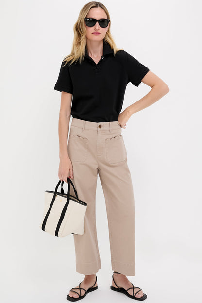 Khaki Chino Wide Leg Stretch Davis Pants