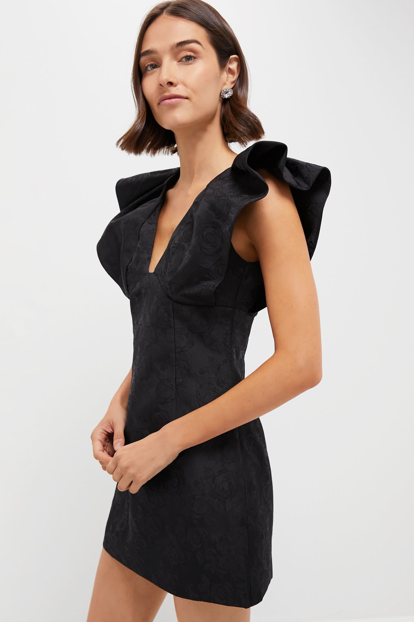 Black Jacquard Tanya Mini Dress