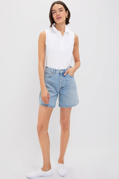 White Pique Sleeveless Ruffle Margaret Polo
