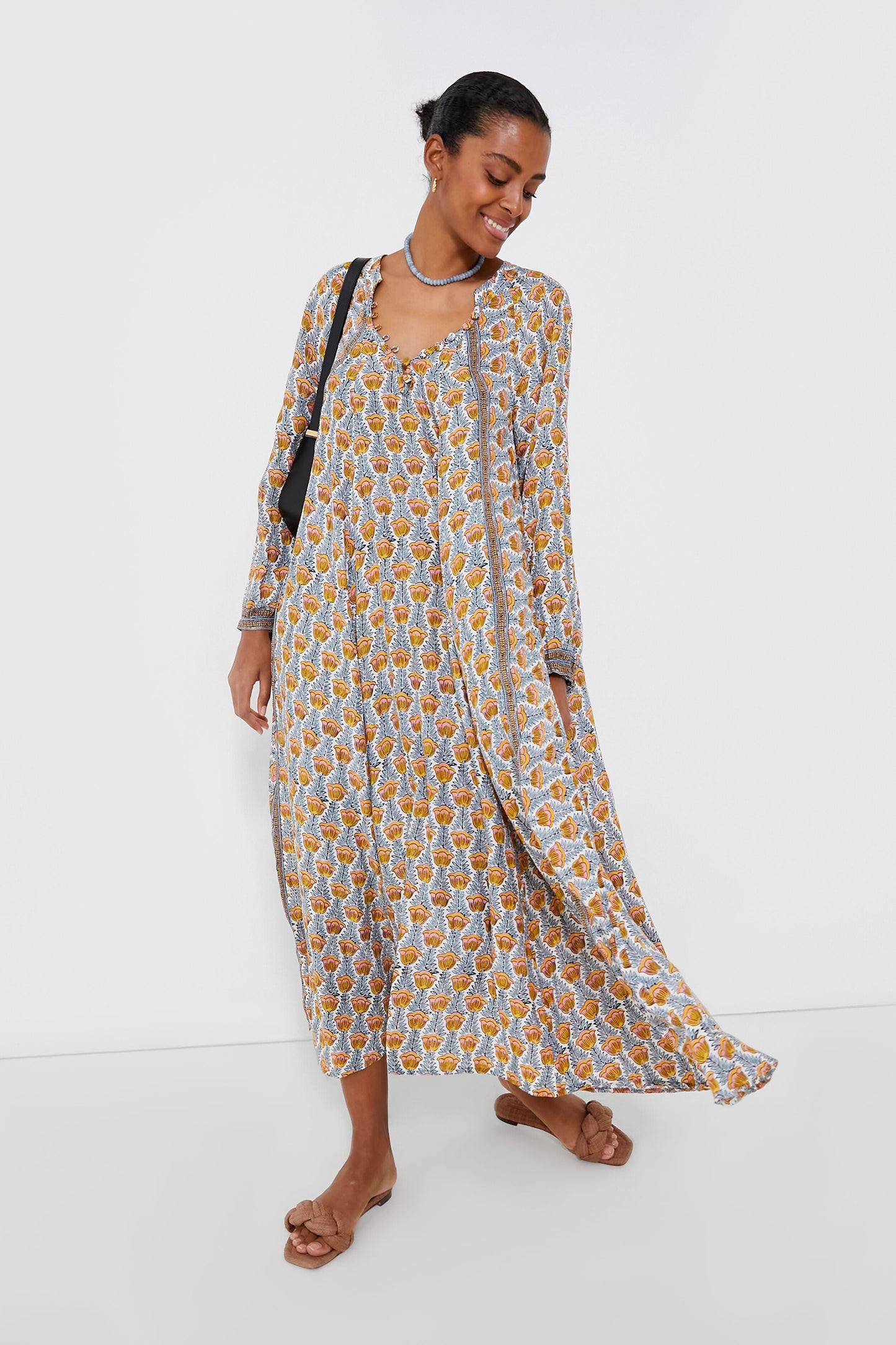 Tulip Print French Blue Fiore Maxi Dress