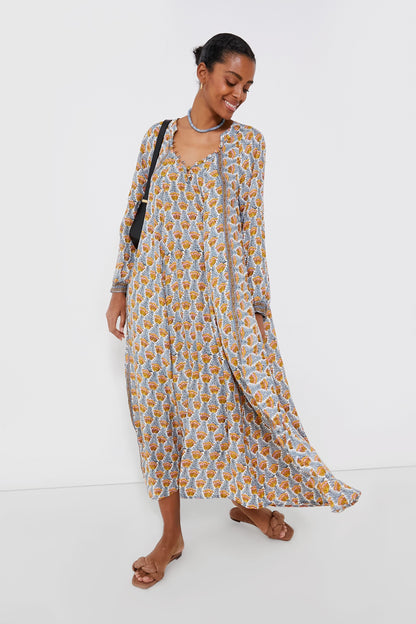 Tulip Print French Blue Fiore Maxi Dress