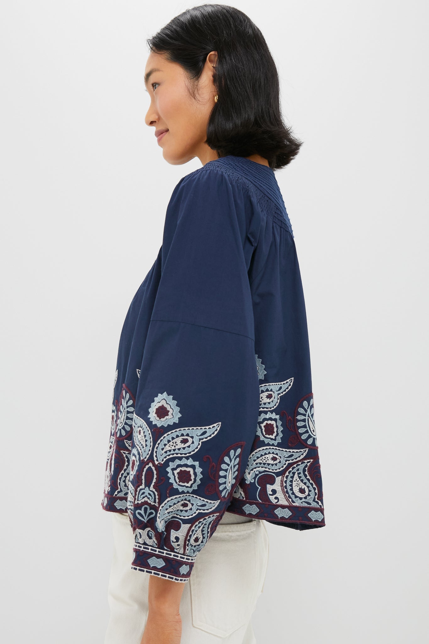 Navy Embroidered Lucia Blouse