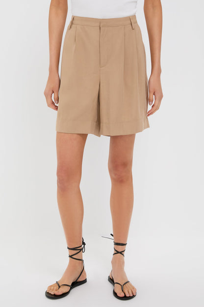 Khaki Pleated Felix Shorts