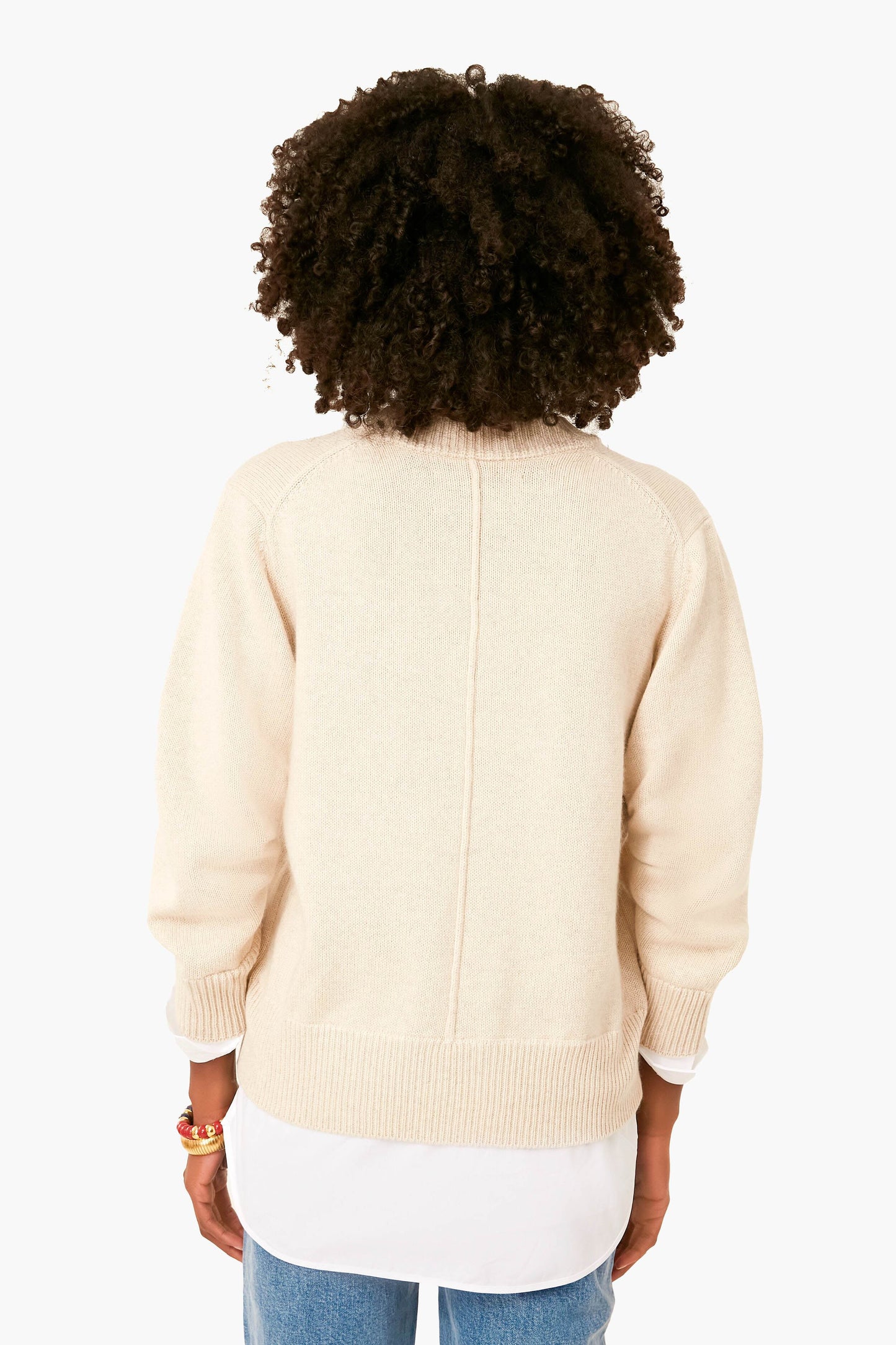 Bisque White Raya Ruched Crew Looker