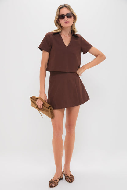 Chocolate Brown Cropped Glenn Skirt