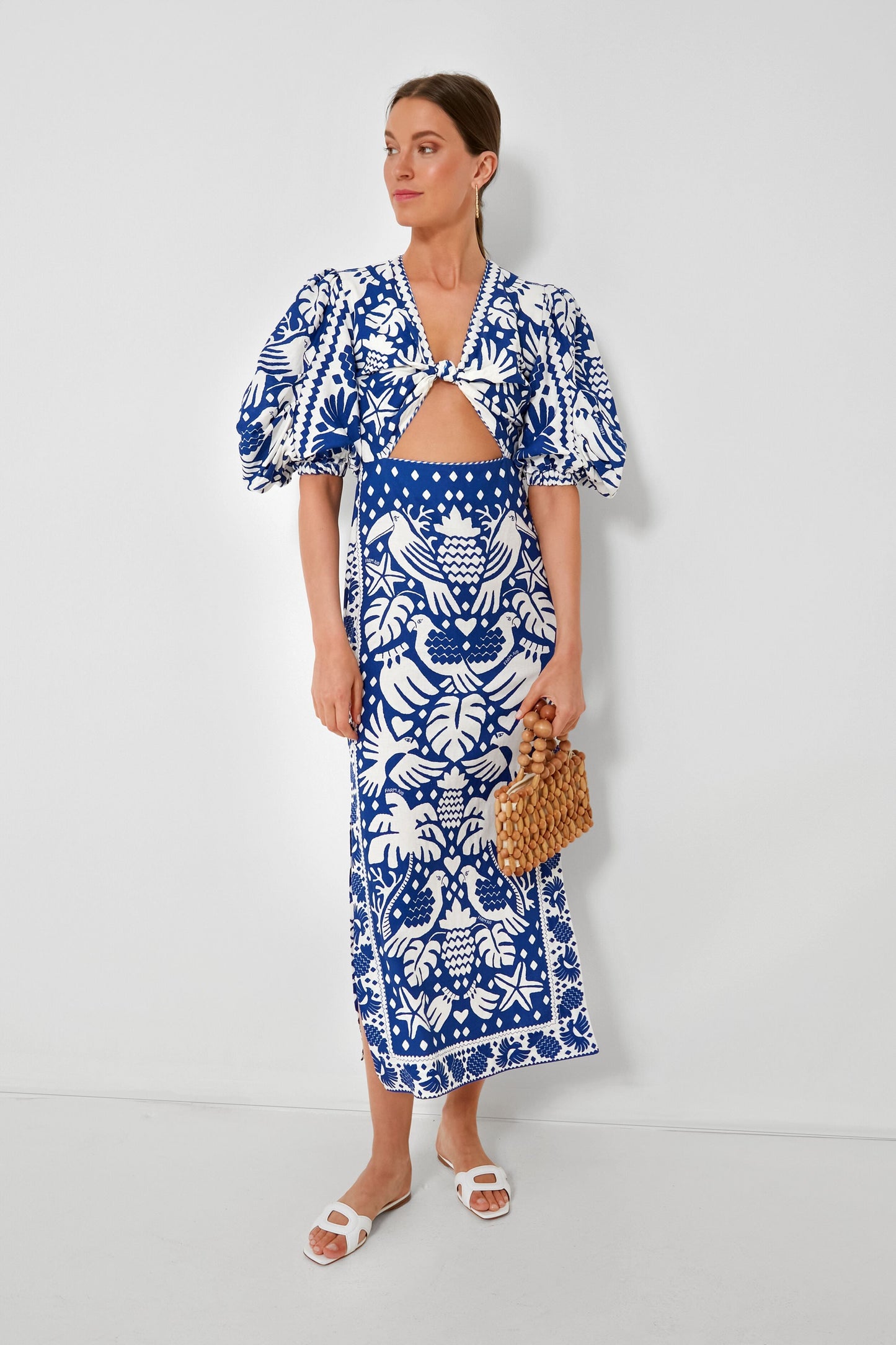 Jungle Scarf Navy Midi Dress