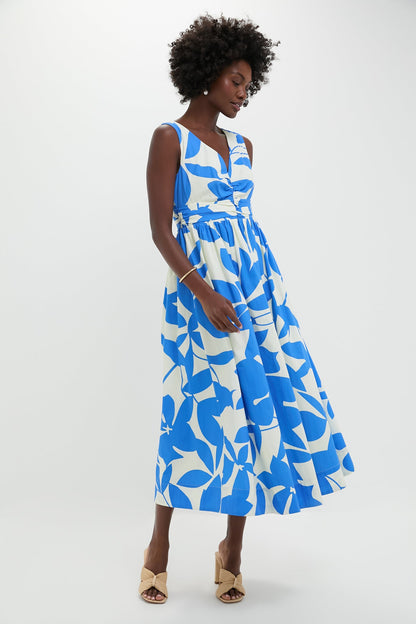 Blue & White Floral Carson Maxi Dress