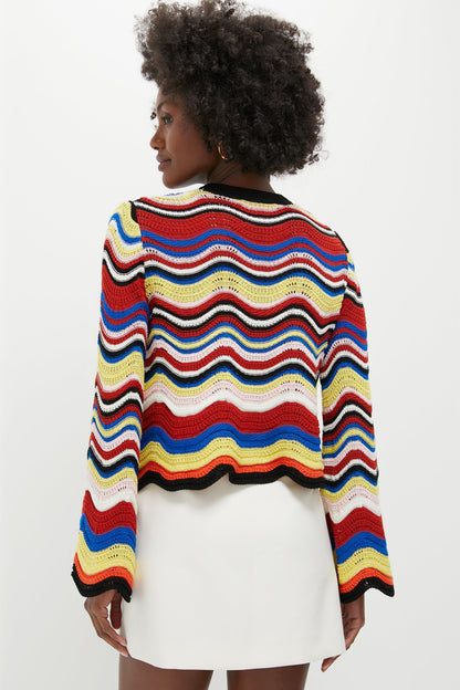 Multicolor Chevron Crop Sweater